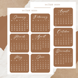 2026 mini calendar sticker sheet