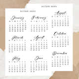 2026 mini calendar sticker sheet