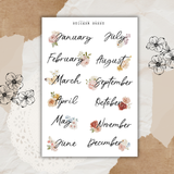 floral bouquet month sticker sheet bundle