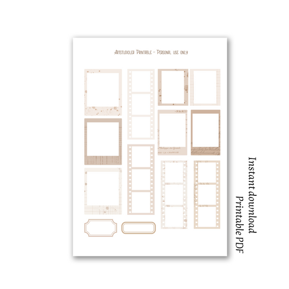 Frame Sticker Printable Vintage Polaroid frames printable A4 sticker sheet โ ArtStudioLea