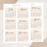 2026 mini calendar sticker sheet