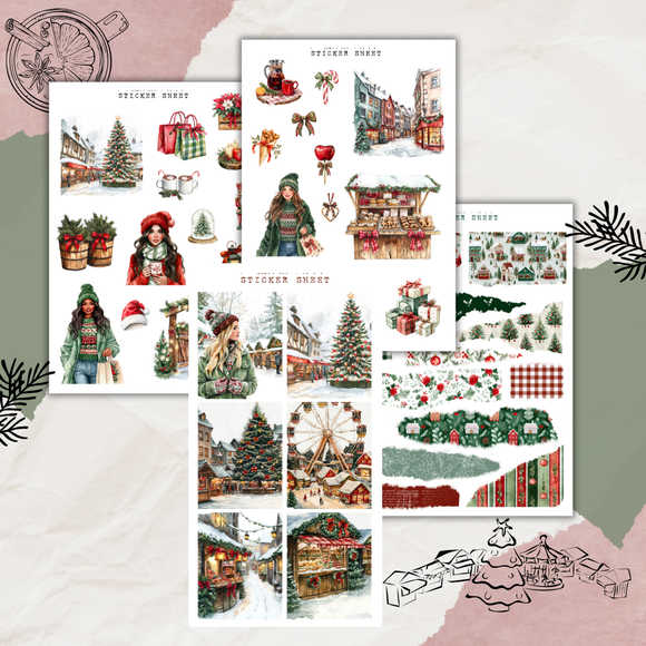 christmas market sticker sheet bundle