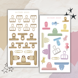golden and colorful paper clip sticker sheet bundle