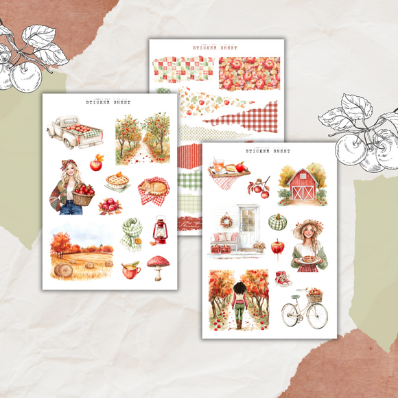 apple picking sticker sheet