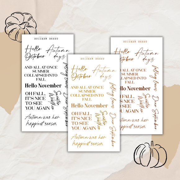 autumn lettered quotes sticker sheet