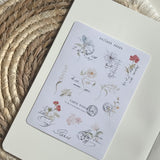 Vintage writing & floral sticker sheet