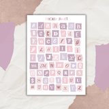 colorful paper scraps alphabet sticker sheet