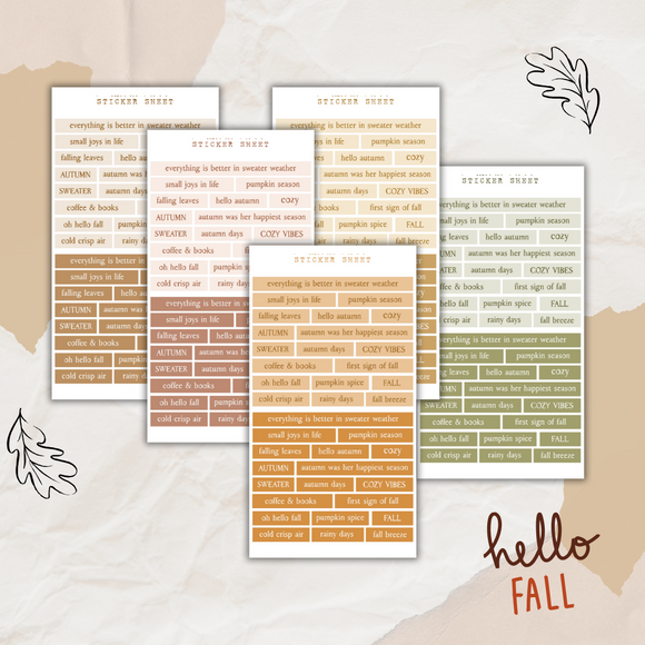 autumn typed quotes sticker sheet