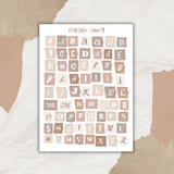 colorful paper scraps alphabet sticker sheet