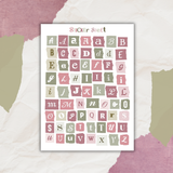 colorful paper scraps alphabet sticker sheet