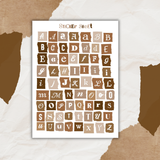 colorful paper scraps alphabet sticker sheet