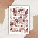 colorful paper scraps alphabet sticker sheet