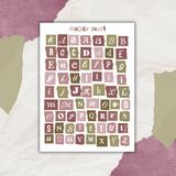 colorful paper scraps alphabet sticker sheet