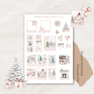 Pink Christmas A4 printable sticker sheet