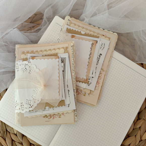 vintage paper set, 32 pieces of ephemera, paper sheets and cut outs