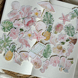 Whimsical tropics die cut sticker pocket