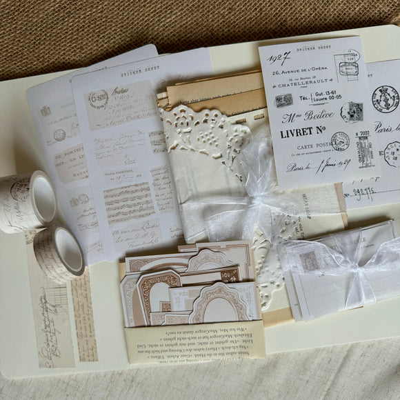 Vintage bundle, sticker sheets, washi tape and paper