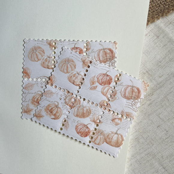 autumn pumpkins faux stamp sticker sheet