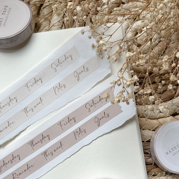 lettered days of the week washi tape | masking tape , washi tape, grid washi tape