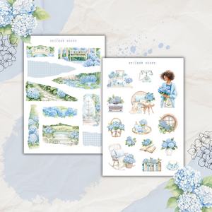 Hydrangea spring sticker sheet