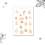 christmas ornaments & hot chocolate sticker sheet