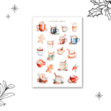 christmas ornaments & hot chocolate sticker sheet