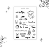 black simple christmas sketches sticker sheet bundle