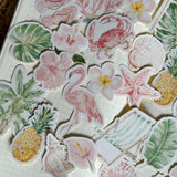 Whimsical tropics die cut sticker pocket