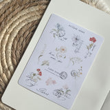 Vintage writing & floral sticker sheet