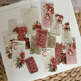 christmas ticket ephemera die cut pocket, 15 pieces