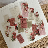 christmas ticket ephemera die cut pocket, 15 pieces
