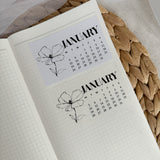 black and white floral 2026 die cut calendar stickers
