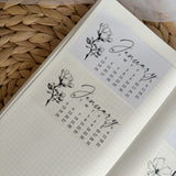 black and white line art 2026 die cut calendar stickers