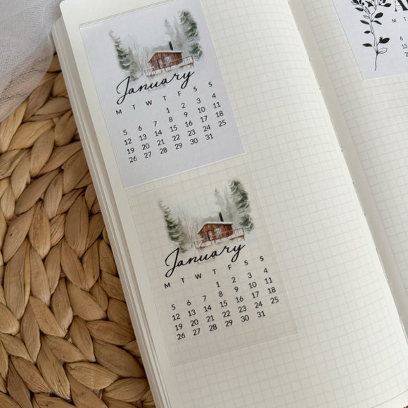 2026 mini icon die cut calendar stickers