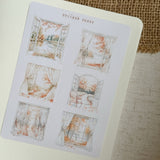 soft autumn view sticker sheet, window view