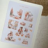 autumn cottage day sticker sheet