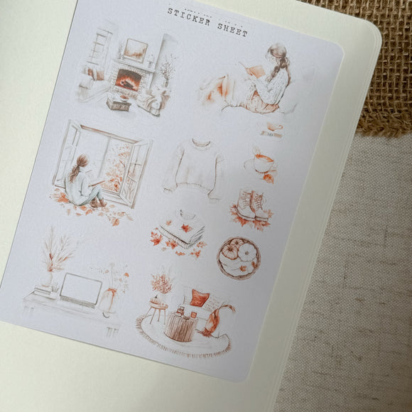 neutral fall day sticker sheet for journaling