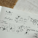 black and white floral ephemera washi tape