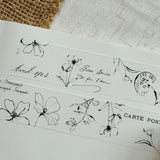 black and white floral ephemera washi tape