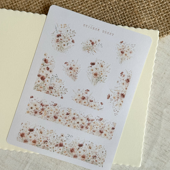 late summer flower meadow sticker sheet