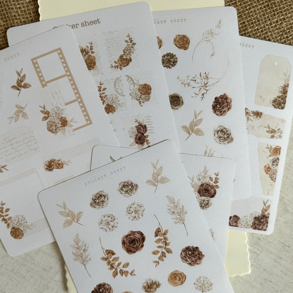 boho autumnal flower bouquets sticker sheet