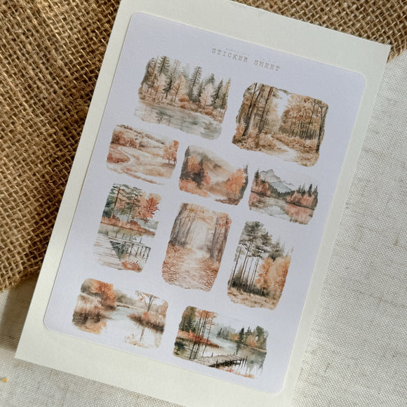 autumn forest picture sticker sheet