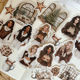 mocha christmas die cut sticker pocket