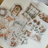 frosty winter animals die cut sticker pocket