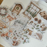 frosty winter animals die cut sticker pocket