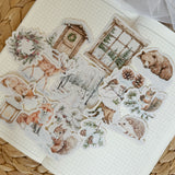 frosty winter animals die cut sticker pocket