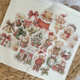 teddy's classic christmas die cut sticker pocket
