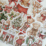 teddy's classic christmas die cut sticker pocket