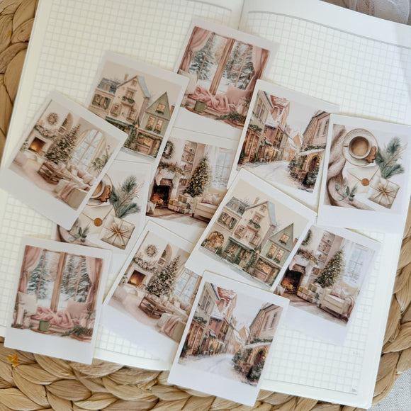 pink christmas vintage photo frame die cut sticker pocket