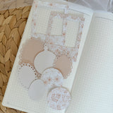 champagne christmas ephemera and sticker die cut pocket, 35+ pieces